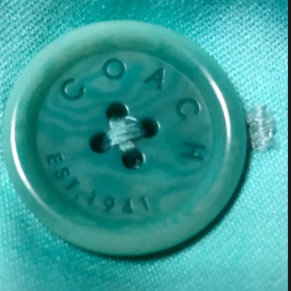 Y2K Coach Long Coat w/ Logo Lining in Tiffany Blue - Picture 7 of 11